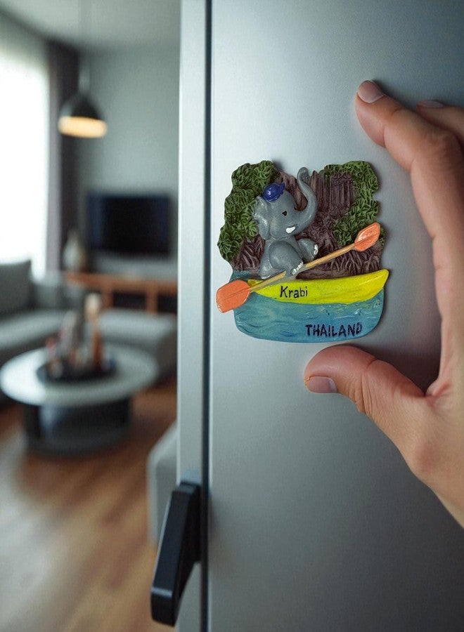 KRIWIN Travel Souvenir 3D Resin Fridge Magnets, Decorative Hand Painted Country Theme Collection with Strong Magnetic Back (Grey Krabi) - Image 5